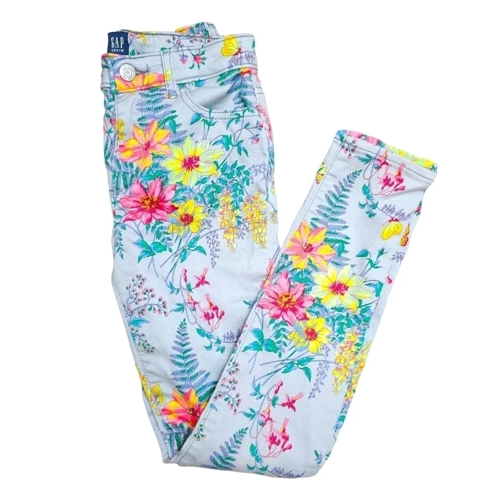 Gap Denim Girls Gray Floral Jeggings